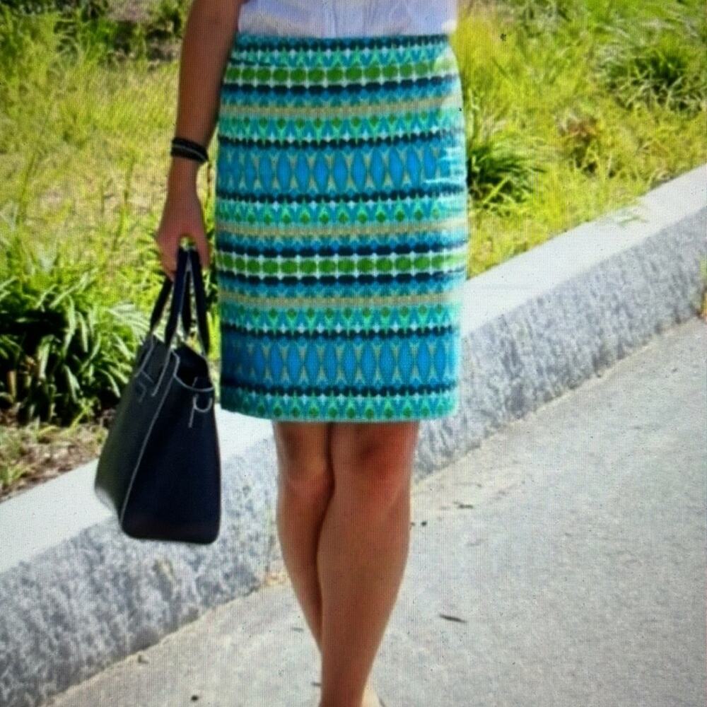 J. Crew The Pencil Skirt Tribal Geometric Pattern Size 2